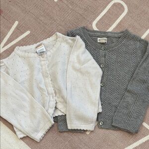 Gymboree White Dot Knit Cardigan & Gray Cable Knit Cardigan size 18-24month